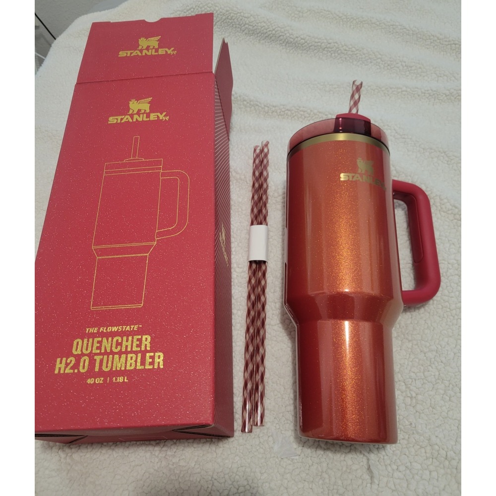 Stanley Scarlet Tinsel Quencher H2.0 Flowstate Tumbler 40 oz 1012552099 NEW